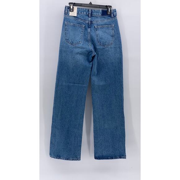 ZARA Women’s Medium Blue Denim High-Rise Straight-Leg Five Pocket Jeans SZ 4 - Picture 2 of 11